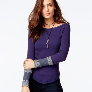 Free People Rosey Cuff Thermal Longsleeve Purple
